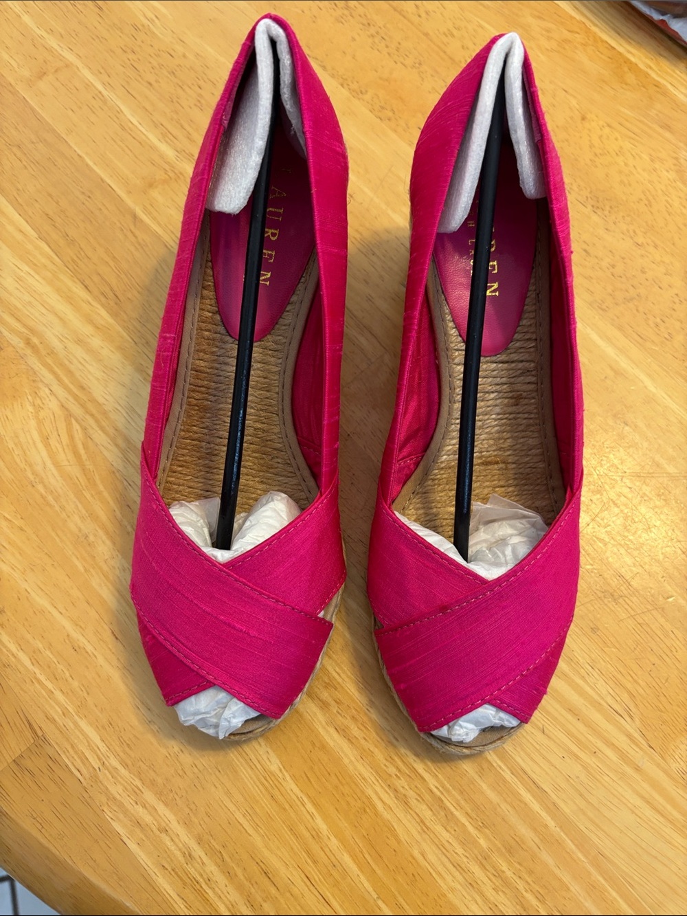 Lauren Pink Peep-Toe Flats